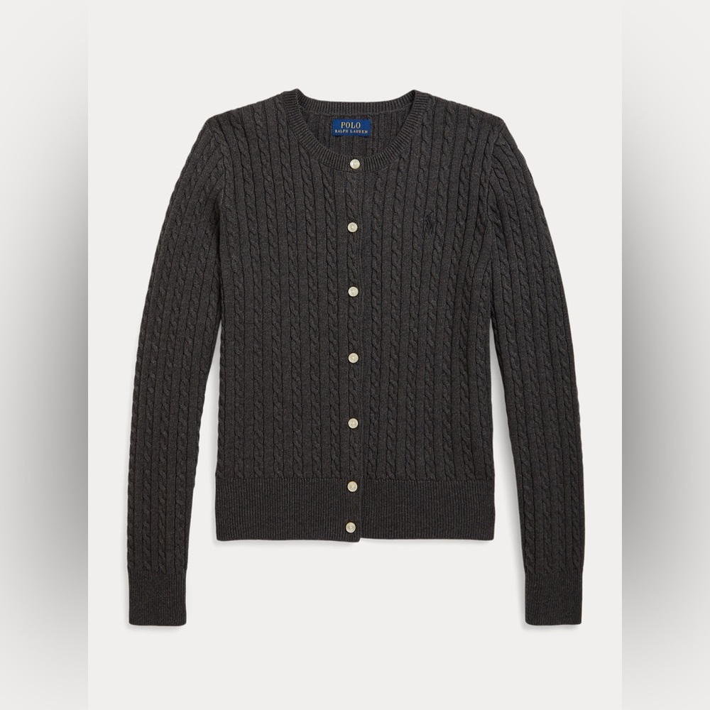 Polo by Ralph Lauren Women's Dark Gray Cable Knit Cardigan